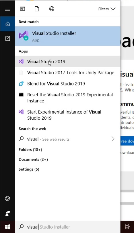 Как открыть visual studio installer