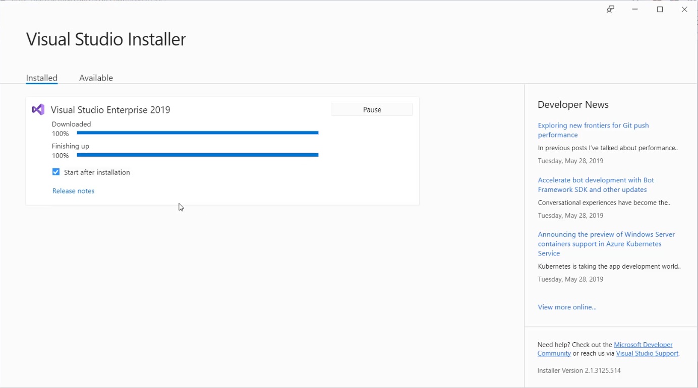 install visual studio 2019