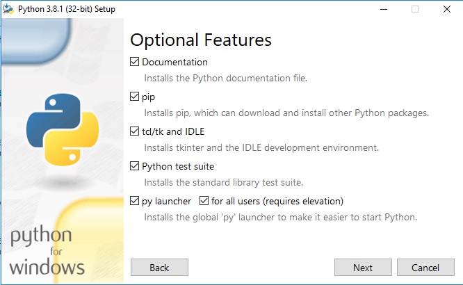 Python Installation - Optional Features