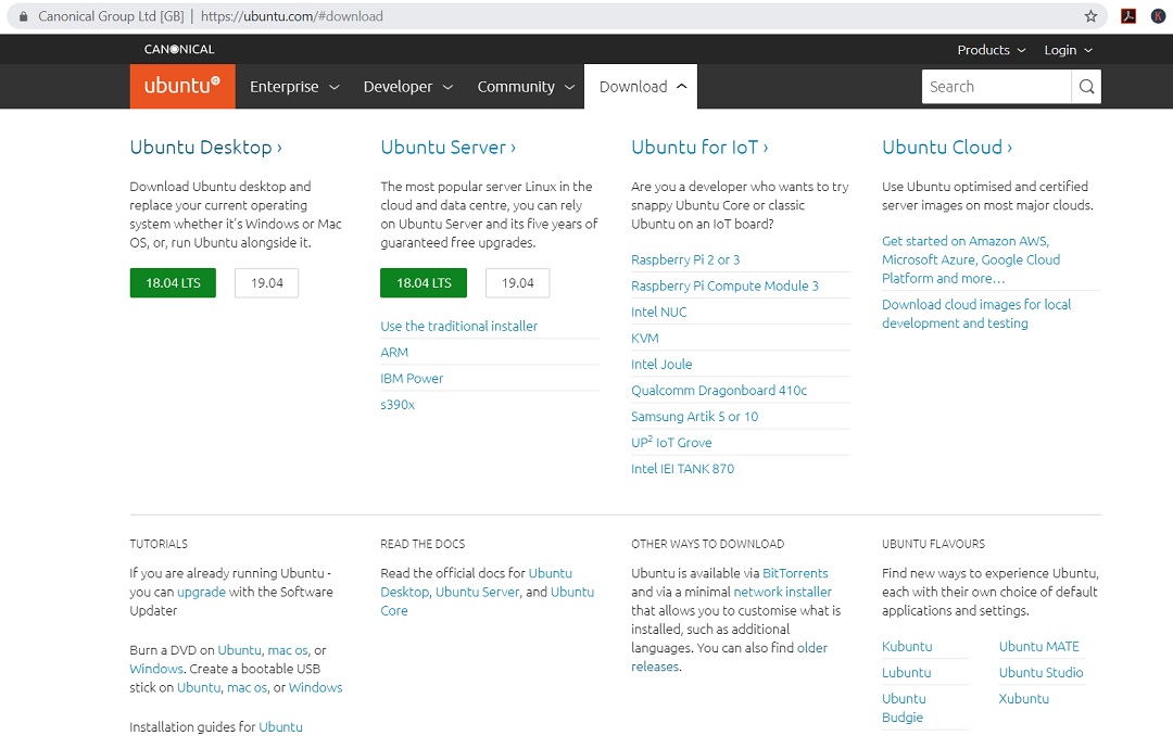 Ubuntu Desktop 19.04 Official download page