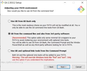 Git scm installation - adjust path environment