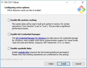 Git scm installation - configure extra options