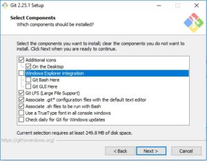 Git scm installation - Select components