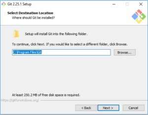 Git scm installtion - select installation directory