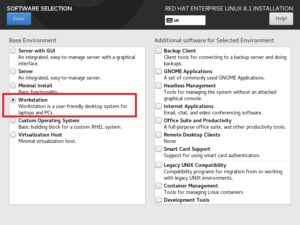 Red Hat Enterprise Linux 8 - Software Selection